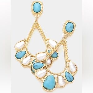 Elegant Gold and Turquoise Earrings